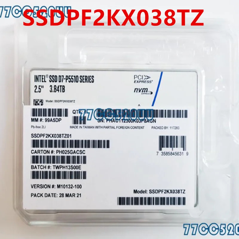 SSD D7-P5510 오리지널 솔리드 스테이트 드라이브 SSDPF2KX038TZ01 SSDPF2KX038TZ 3.84TB 2.5 인치 신