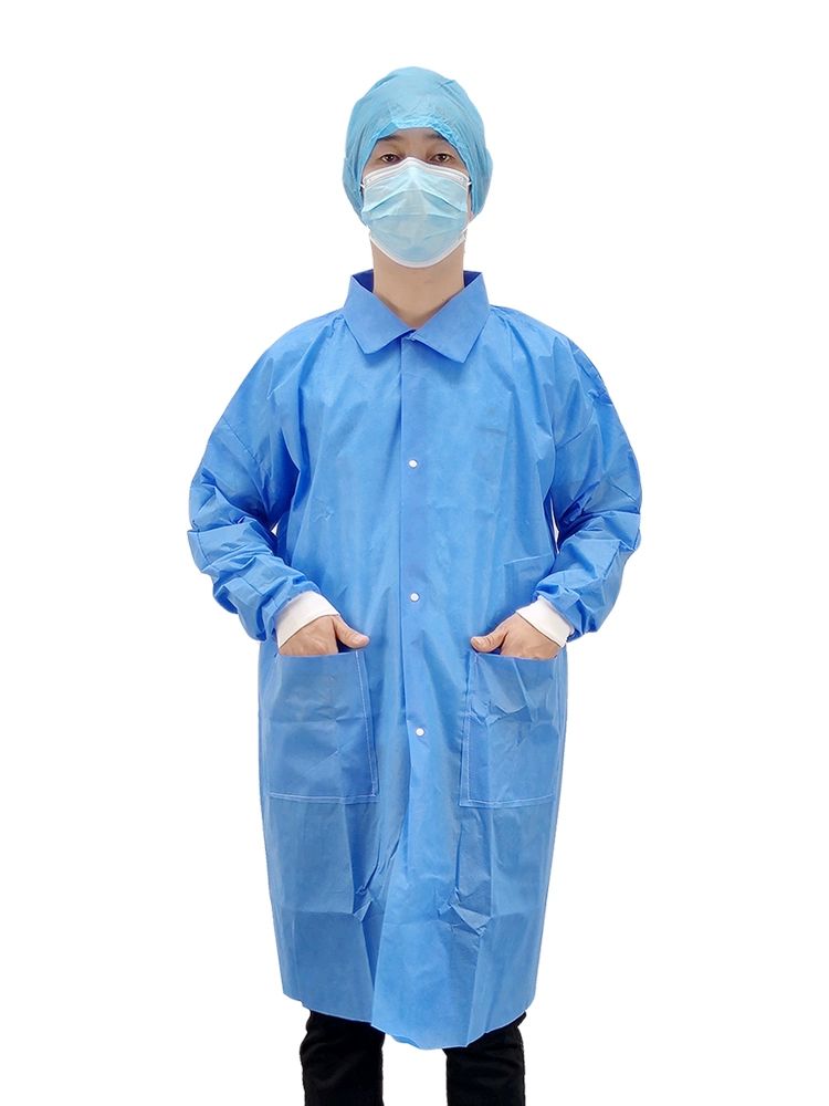 실험실 작업복 일회용부직포가운 벨크로 연구실 방문자가운 방역복 공장위생복 음식 - 상품 이미지