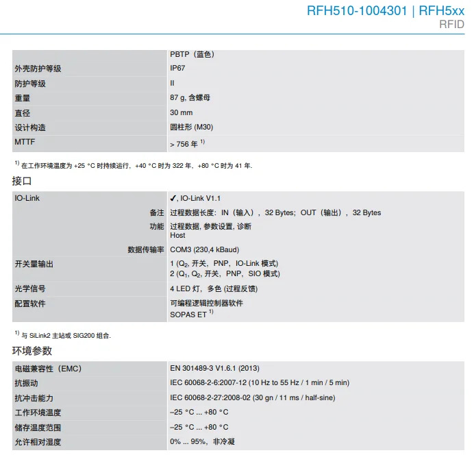 독일 SICK RFH510-1004301 읽기 헤드 광전센서 납품 6072841 포지티브