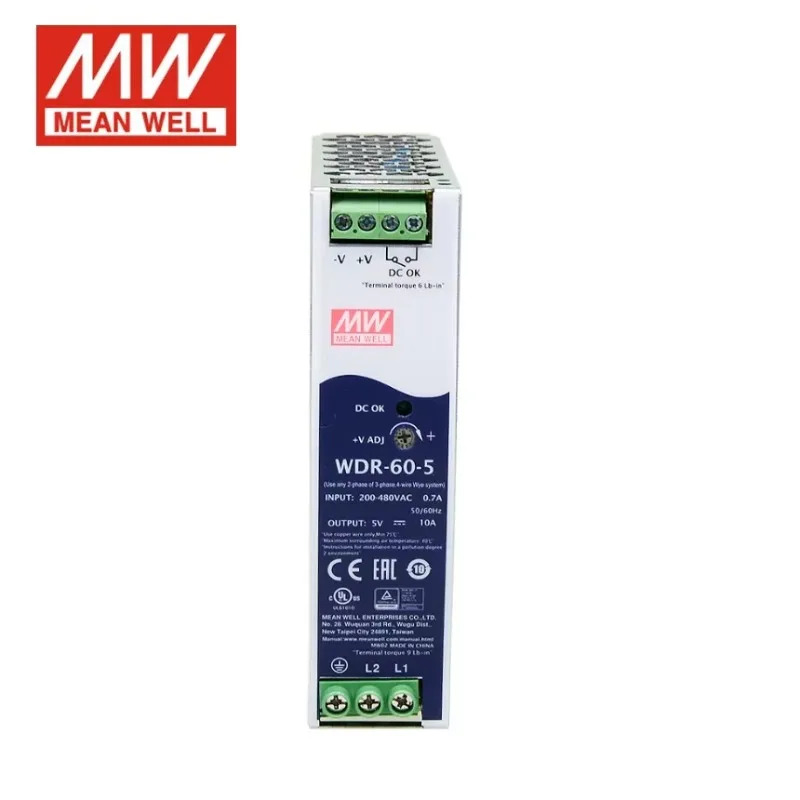 MEAN WELL WDR-60 WDR-60-5 WDR-60-12 WDR-60-24 WDR-60-48 60W 초광폭 입력 산업레일 전원공급장치