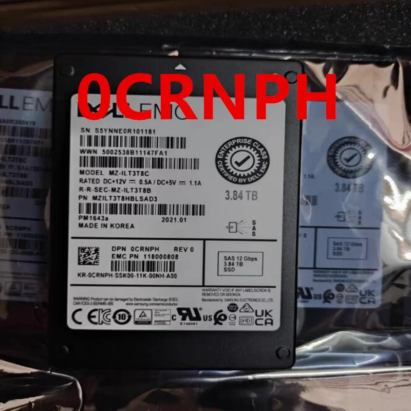 CRNPH 0CRNPH 0KXDCD KXDCDDELL 3.84TB 2.5 SAS SSD거새 솔리드 스테이트 드라이브