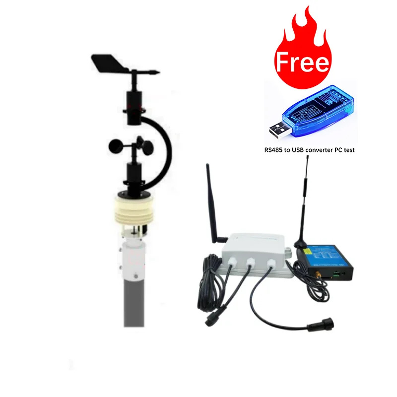 로라 로라완 WIFI 주변 기상 관측소 풍속 방향 온도 습도 압력 CO2 소음 PM2.5 PM10 RS485 4G GPRS