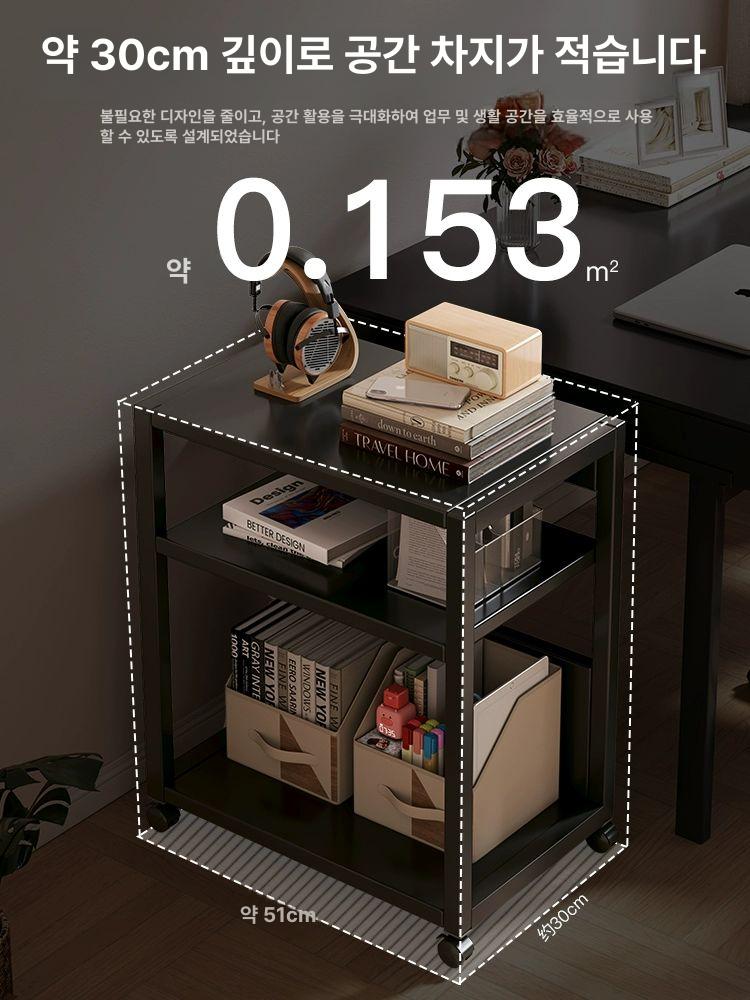 슬라이딩 수납장 이동식 스토리지 철제 선반 하부장 코너형 캐비닛 랙 - 상세 이미지 5