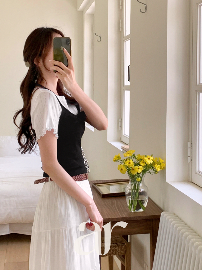 라운드넥 여리핏 펀칭 반팔 티셔츠 ts4532 이미지 3