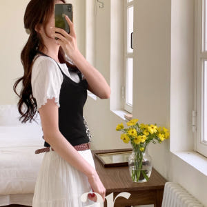 라운드넥 여리핏 펀칭 반팔 티셔츠 ts4532 착용 후기 | 사이즈/핏 총정리 - 상품 이미지 3