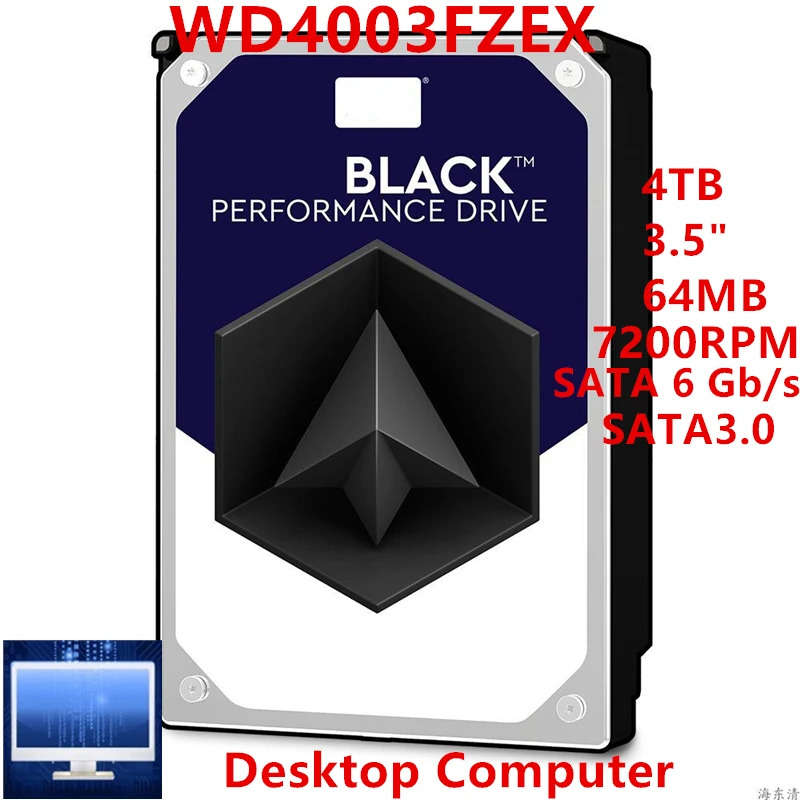 데스크탑 내장 하드 오리지널 HDD WD 블랙 4TB 3.5 인치 SATA 6 Gb/s 64MB 7200RPM WD4003FZEX