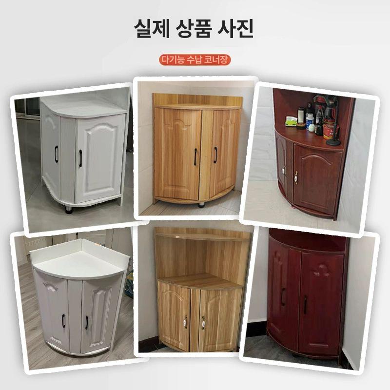 심플 장식장 원목 모서리 모던 주방 침실 다용도 다층 서재 코너수납장 - 상세 이미지 3
