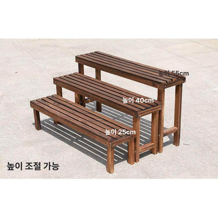 목재 받침대 베란다 계단식 화분거치대 선반 현관 방부목 식물 인테리어 사각 전시대 - 상세 이미지 3