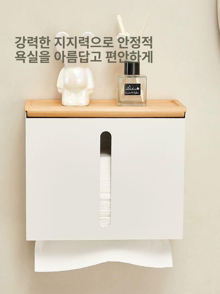 페이퍼디스펜서 핸드타올케이스 우드 화장실 주방 각티슈함 인테리어 걸이 - 상세 이미지 5