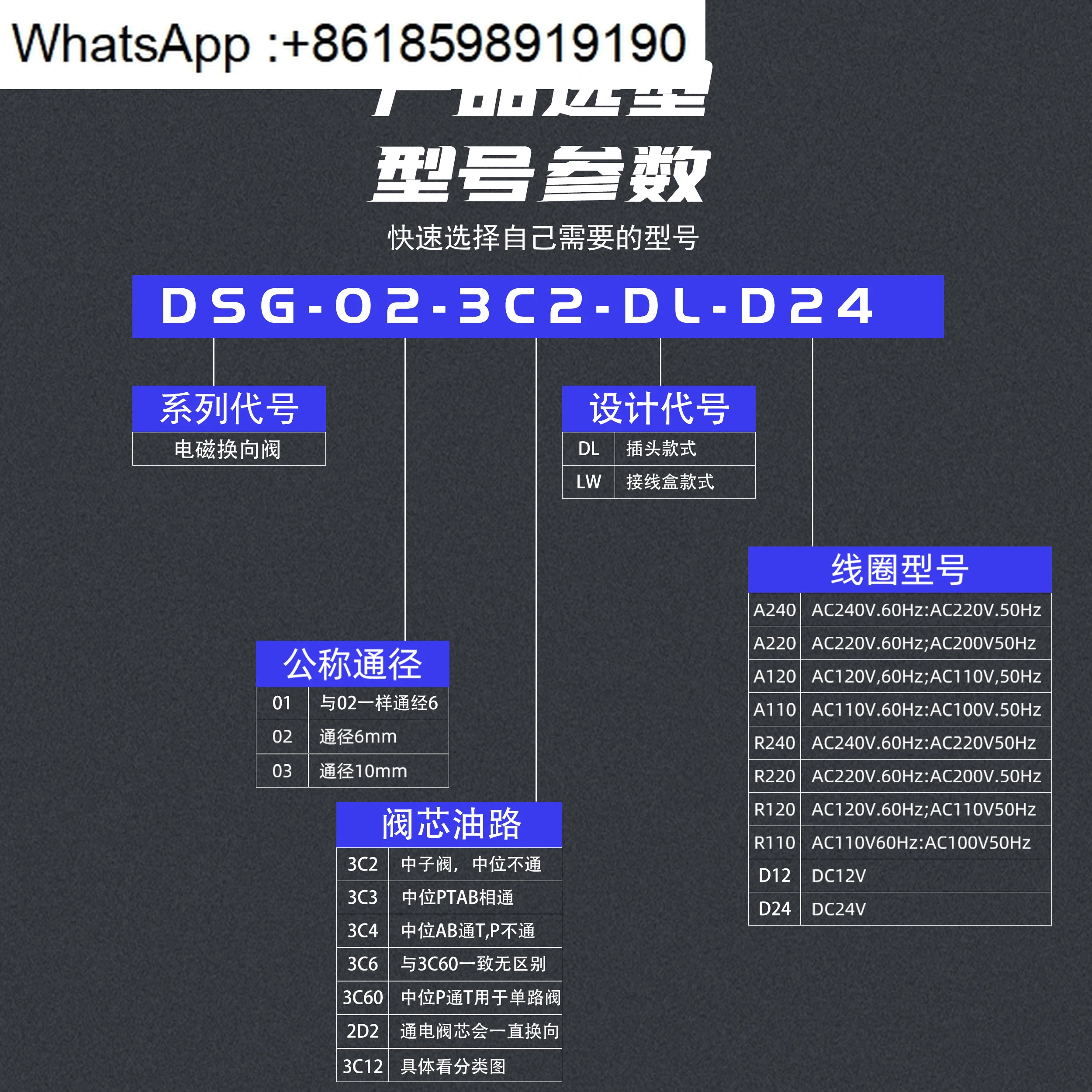 DSG-02-3C2-DL 유압 스테이션 3C3방향 밸브 3C4 솔레노이드 2D2 3C60 2B2-LW 24 220V