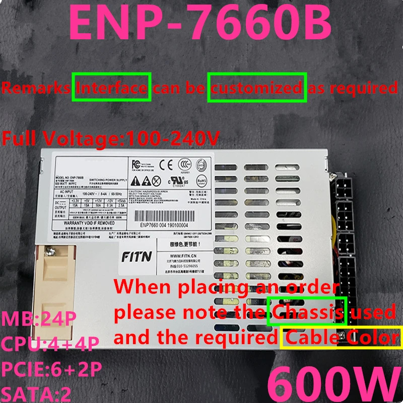 FLEX NAS I 향상PSU 소형 1U A4M K35 K39 K49 M41 T34 600W 전원공급장치 ENP-7660B ENP 7660B 신