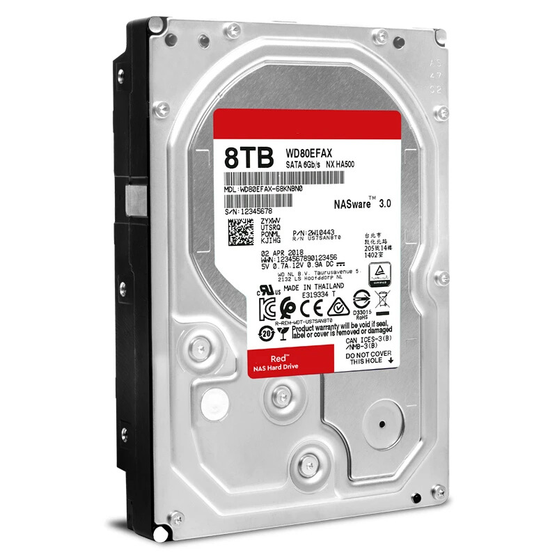 WD80EFAXNAS 하드 드라이브WD Red 8TB 3.5 SATA 6 Gb/s 256MB 5400RPM새 원본 HDD