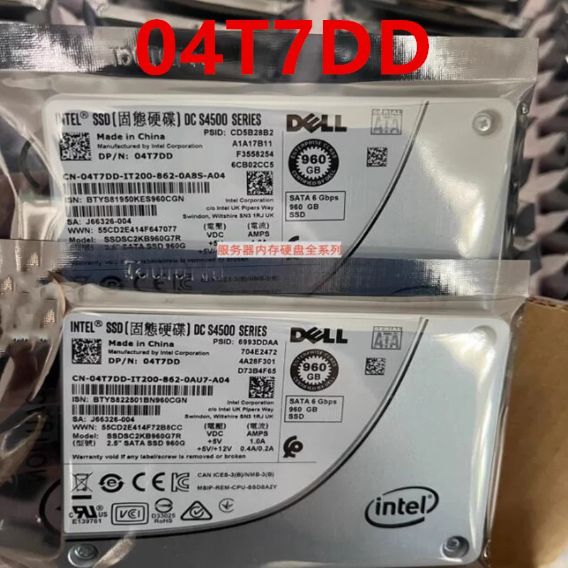 오리지널 솔리드 스테이트 드라이브 DELL 960GB 2.5 인치 SATA SSD 04T7DD 4T7DD SSDSC2KB960G7R 신
