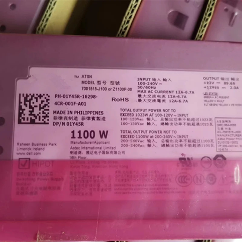 델 R910 810 710 510 1100W L1100A-S0 Z1100P-00 1Y45R TCVRR 70015-J100 F6V5T JPP 0 GVhp호환X전원공급장치 신