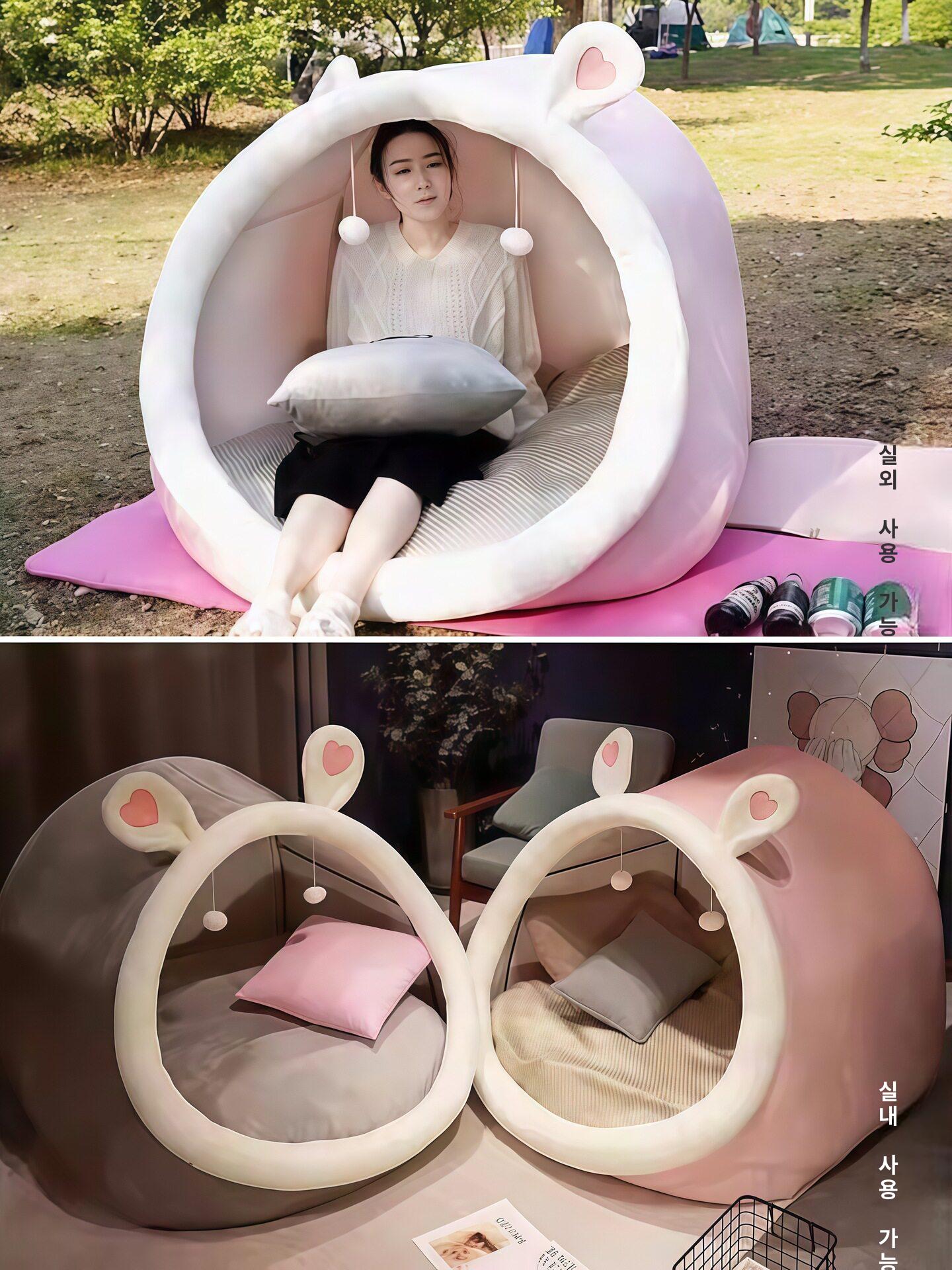 아늑한 고양이집 대형 보온 애견 강아지 반려동물 반려견 실내 휴식공간 포근한 - 상세 이미지 5
