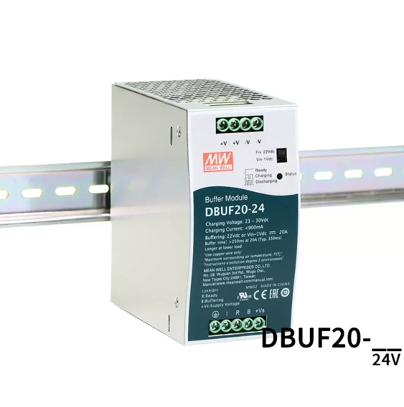 MEAN WELL DBUF20-24 24V/20A DIN 레일 버퍼 모듈 규제 DC 24V 전원공급장치보조 장치 원본