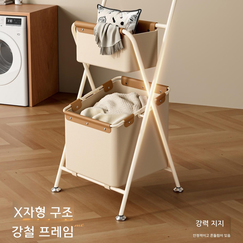 대용량 접이식 세탁 바구니 옷 정리함 욕실 수납 더블대형 바퀴없음 - 상세 이미지 3