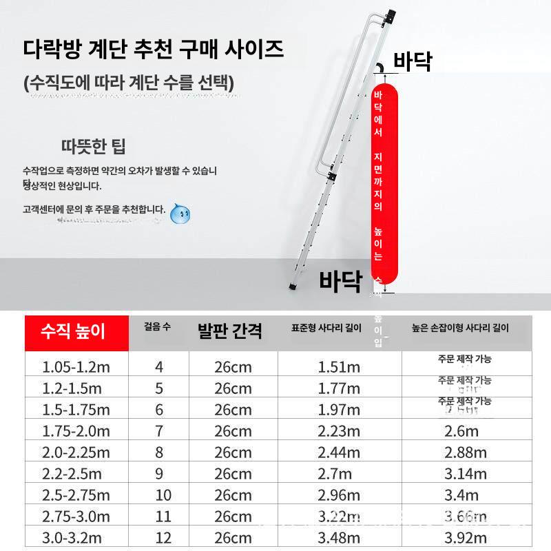 다용도 다락사다리 일자형 작업용 후크형 안전발판 휴대용사다리 산업용 - 상세 이미지 3