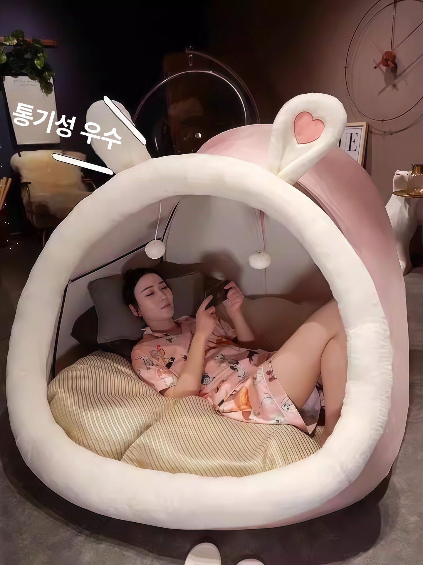 아늑한 고양이집 대형 보온 애견 강아지 반려동물 반려견 실내 휴식공간 포근한 - 상세 이미지 4