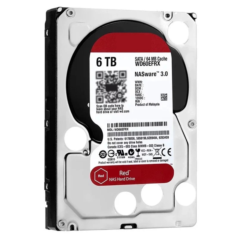 WD Red 6TB 3.5 SATA 6 Gb/s 64MB 5400RPM새 원본 HDD WD60EFRXNAS 하드 드라이브내부 용