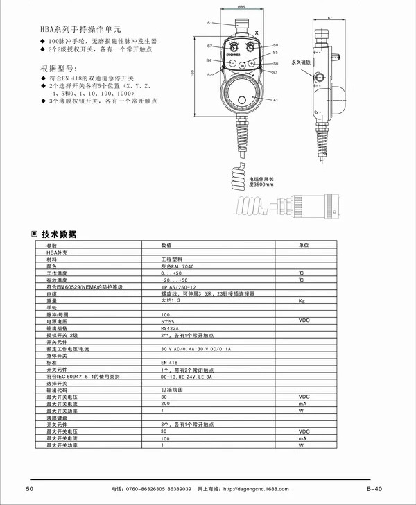 FAGOR 전핸드휠 HBA-072914/092915/119904/119903 휴대장치 펄스