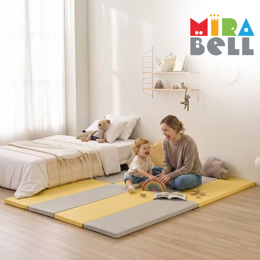미라벨 카라 실리케어 아기유아 놀이방 4단 항균형 폴더매트 120X160 옐로우그레이 - 상세 이미지 2