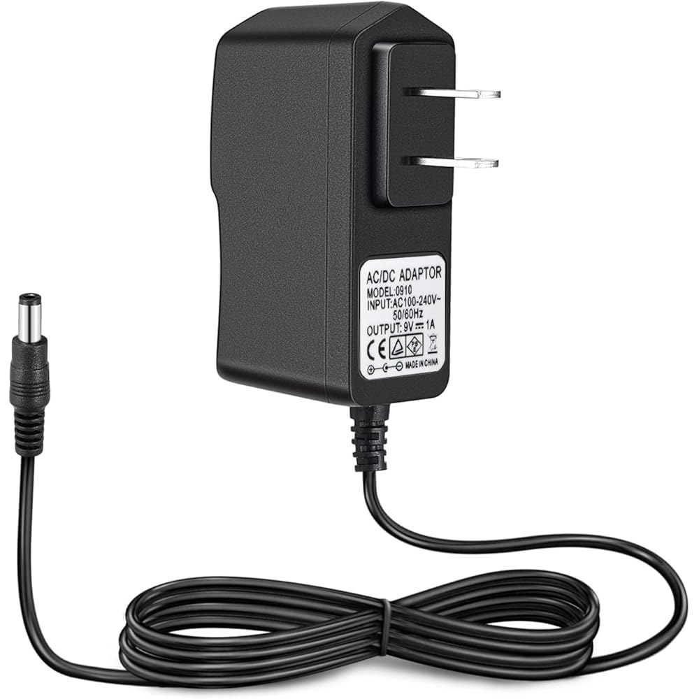 AZOR 기타 이펙트 페달 전원 공급 어댑터, 9V1A 페달용 AC DC 9V 코드 장착, 키보드 센터 네거티브 - 상품 이미지