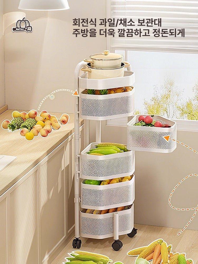 다층 회전선반 블랙 다용도 원형 정리대 틈새 진열대 채소 회전수납장 수납함 회전형 - 상세 이미지 2