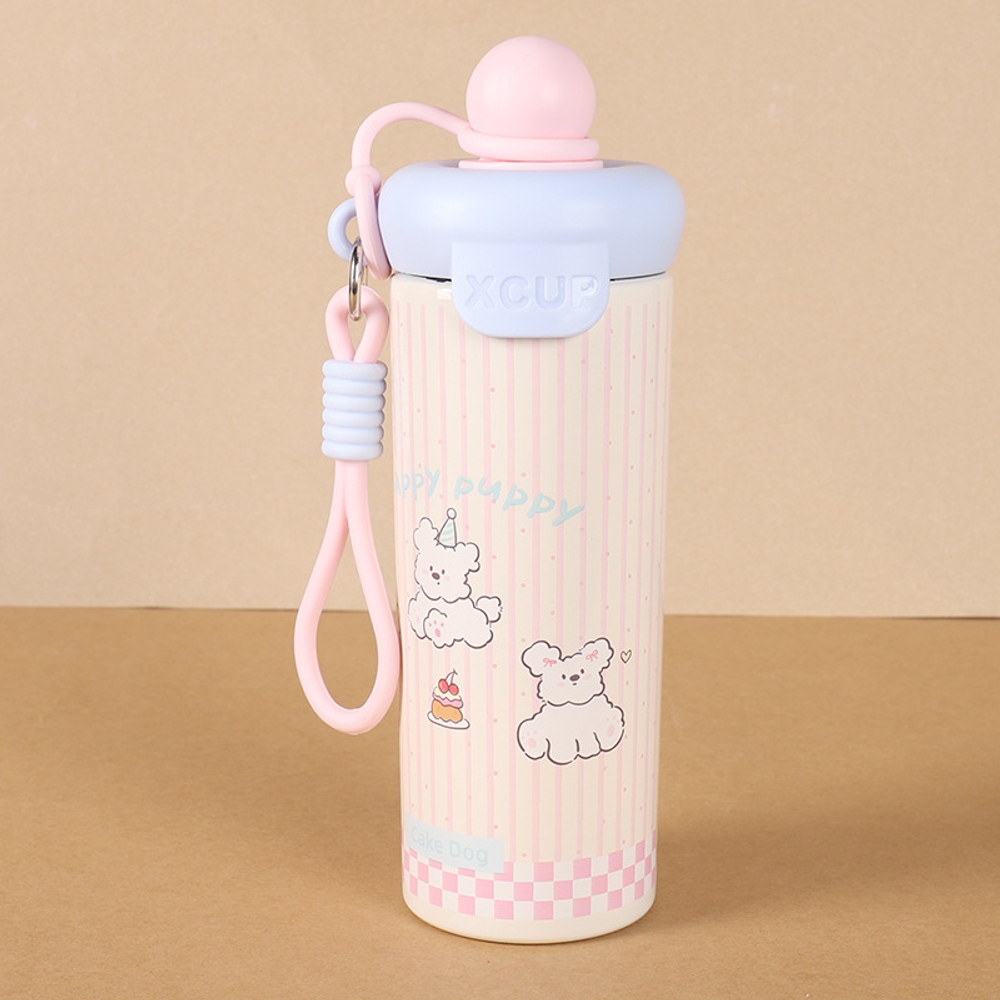 316 캐릭터 보온병 스테인리스 텀블러 대용량 차량용 커피컵 600ml 검은 물방울 고양이 600ml - 상세 이미지 3