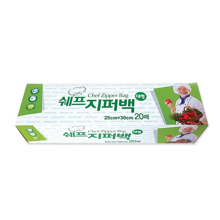 도모아 쉐프 지퍼백 대형 (2530) 20매 지퍼팩 비닐봉투 비닐지퍼백 - 상품 이미지