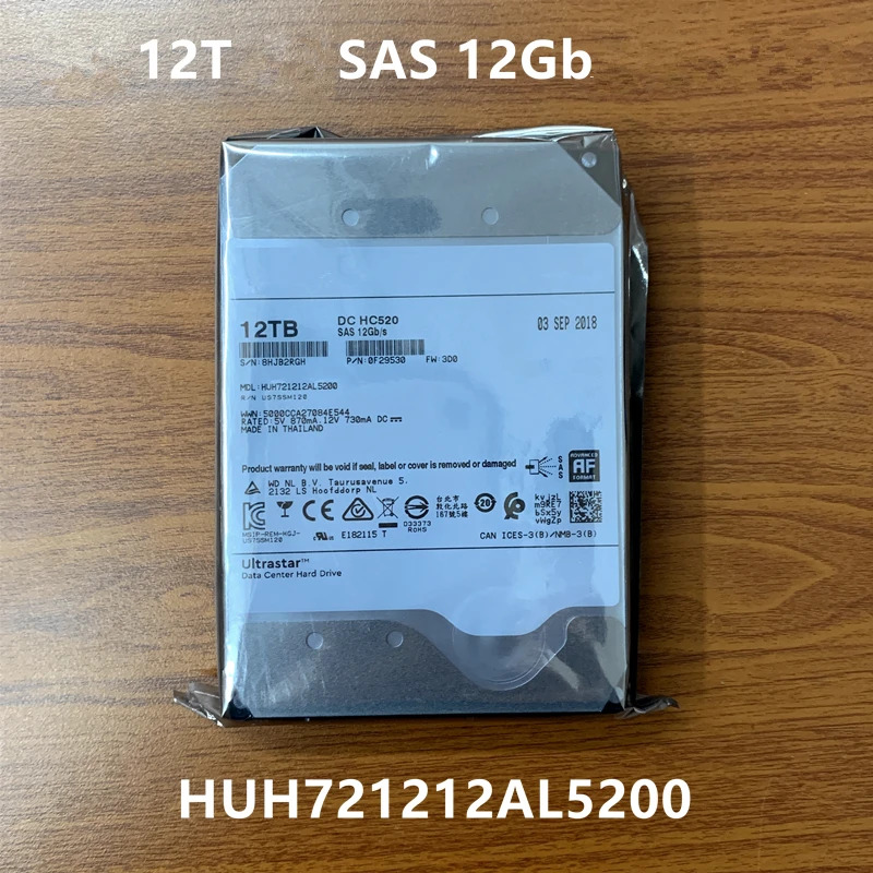 엔터프라이즈 내부 HDD오리지널 HDD WD/Hgst 12TB 3.5 인치 SAS 12 Gb/s 256MB 7200RPM HUH721212AL5200 신