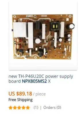 TH-P46U20C 전원 공급 보드 NPX805MS2 X ETX2M805MEH 부품 신