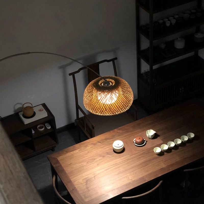 플로어램프 라탄 장스탠드 긴 빈티지 엔틱 거실 침실 커피 인테리어 조광 - 상품 이미지