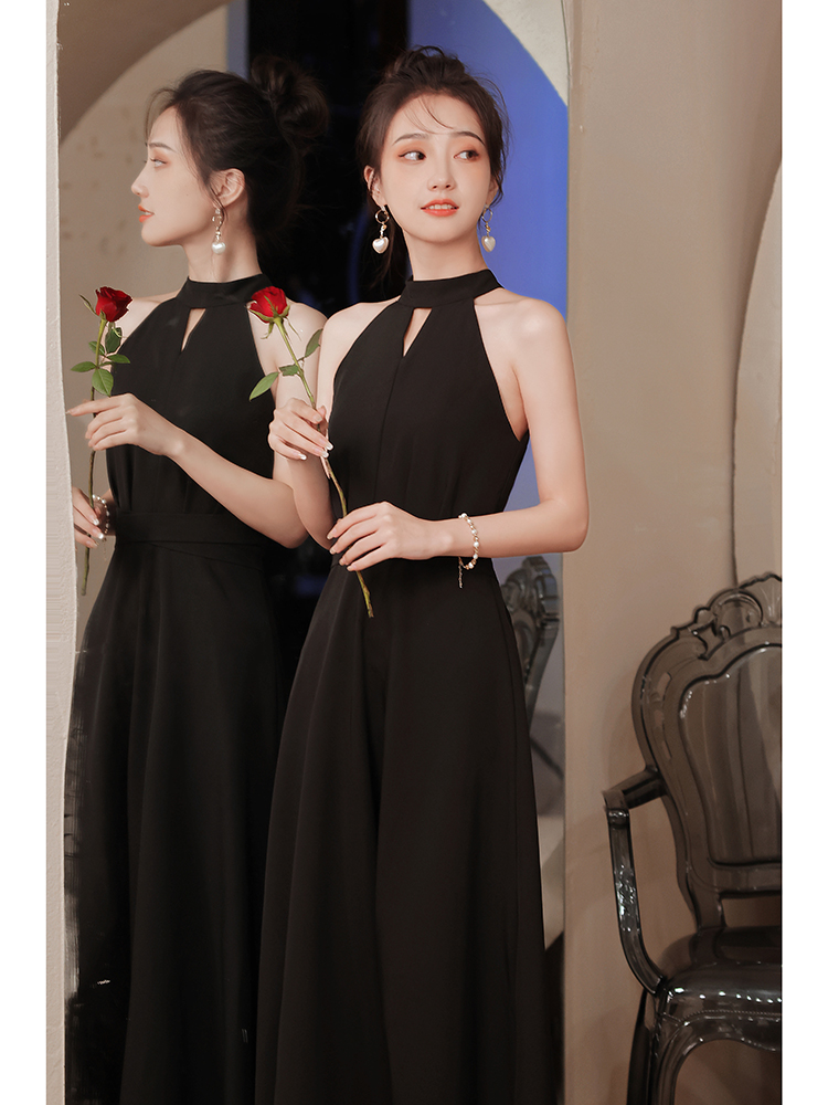 블랙 홀터넥 드레스 결혼식 2부 의상 대여 돌잔치 이브닝 연주회 - 상세 이미지 3
