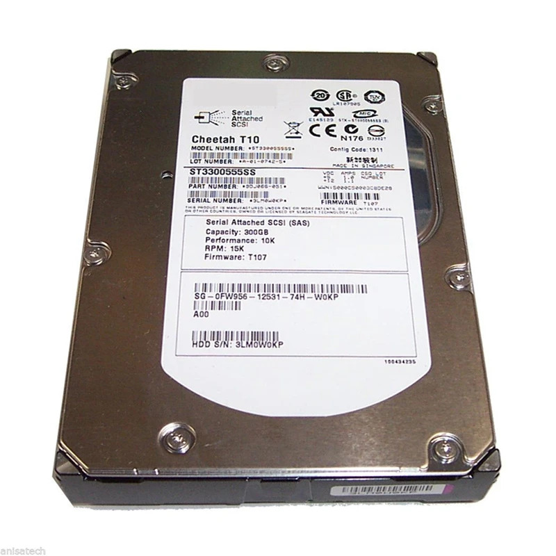 씨게이트내장 하드 드라이브오리지널 HDD 300GB 3.5 인치 SAS 6 Gb/s 64MB 10K ST3300555SS