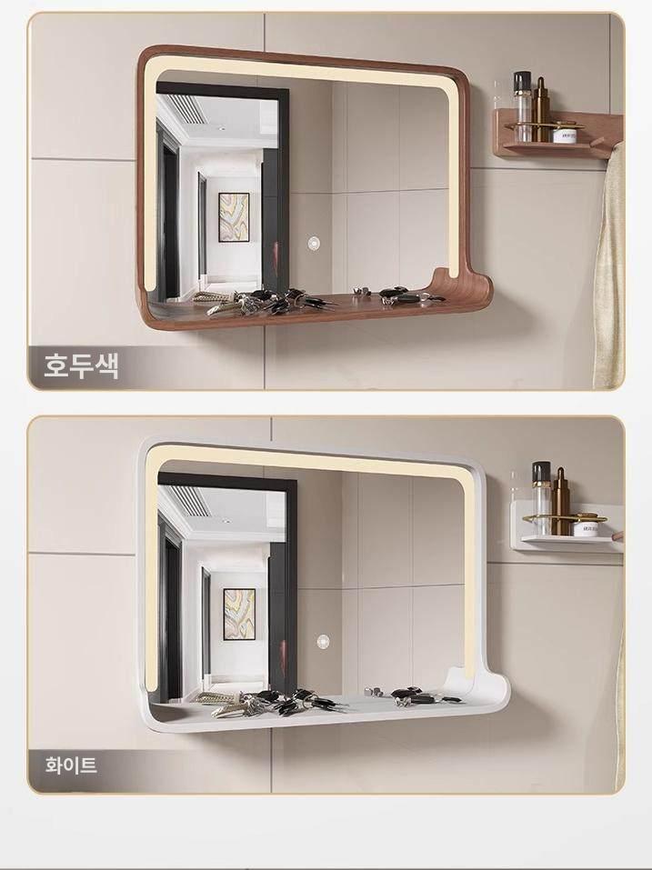 원목프레임거울 벽부착선반 욕실미러 현관포인트 빈티지 카페무드 가구 세로형 인테리어소품 - 상세 이미지 5
