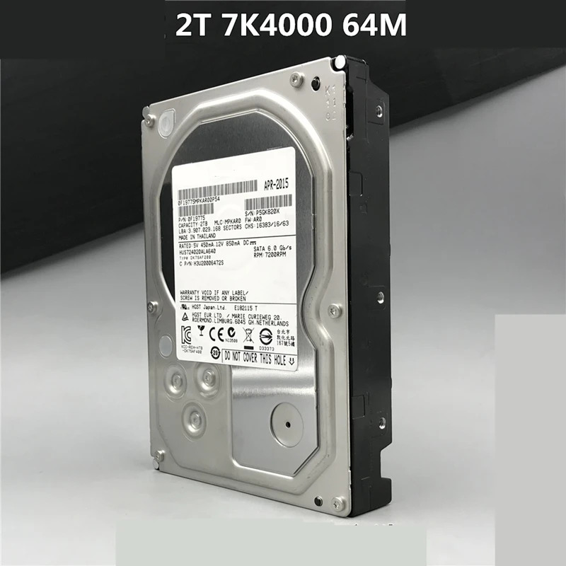 내부 하드 오리지널 HDD Hgst 2TB 3.5 인치 SATA 6 Gb/s 64MB 7200RPM 엔터프라이즈 HUS724020ALA640 신