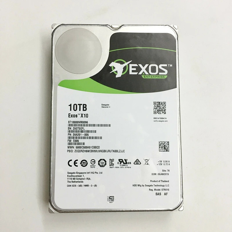 씨게이트오리지널 HDD 내부 엔터프라이즈 ST10000NM0096 10TB 3.5 인치 SAS 12 Gb/s 256MB 7.2K 신