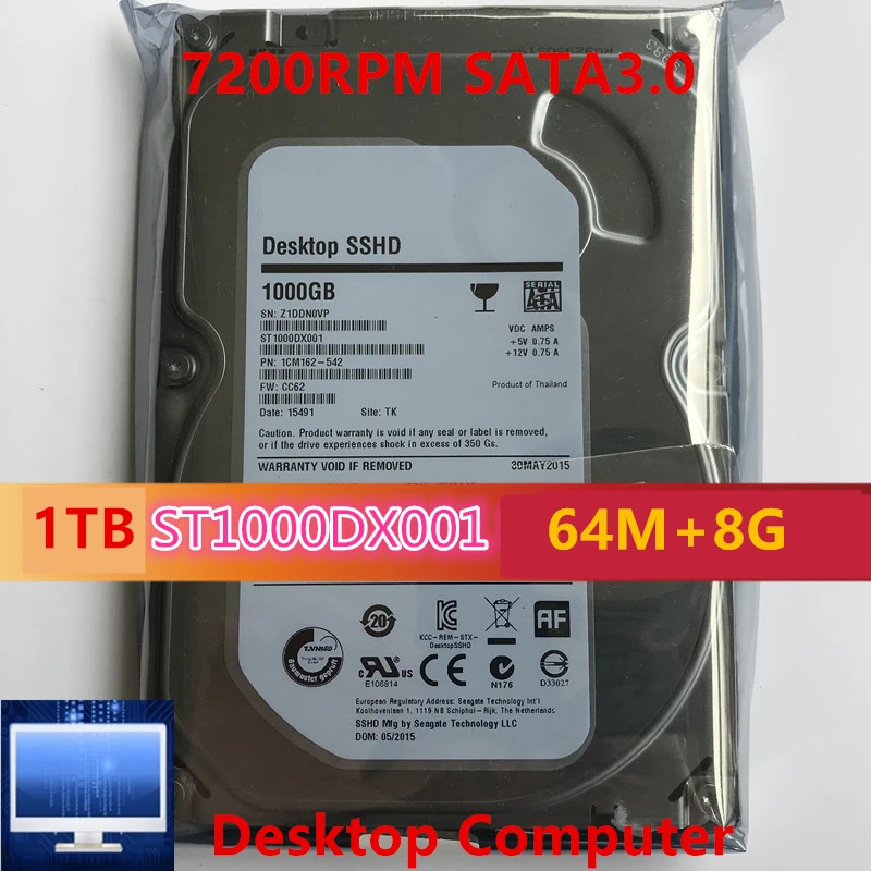 씨게이트오리지널 SSHD 데스크탑 SSHD1TB 3.5 인치 SATA 6 Gb/s 64MB 8G 7200RPM ST1000DX001