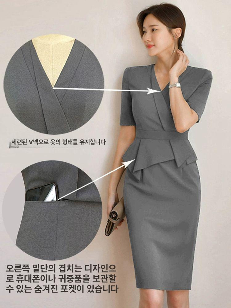여성 유니폼 근무복 여름 간호복 가운 바지 정장 반팔 상의 단체복 프론트 하의 셔츠 - 상세 이미지 3