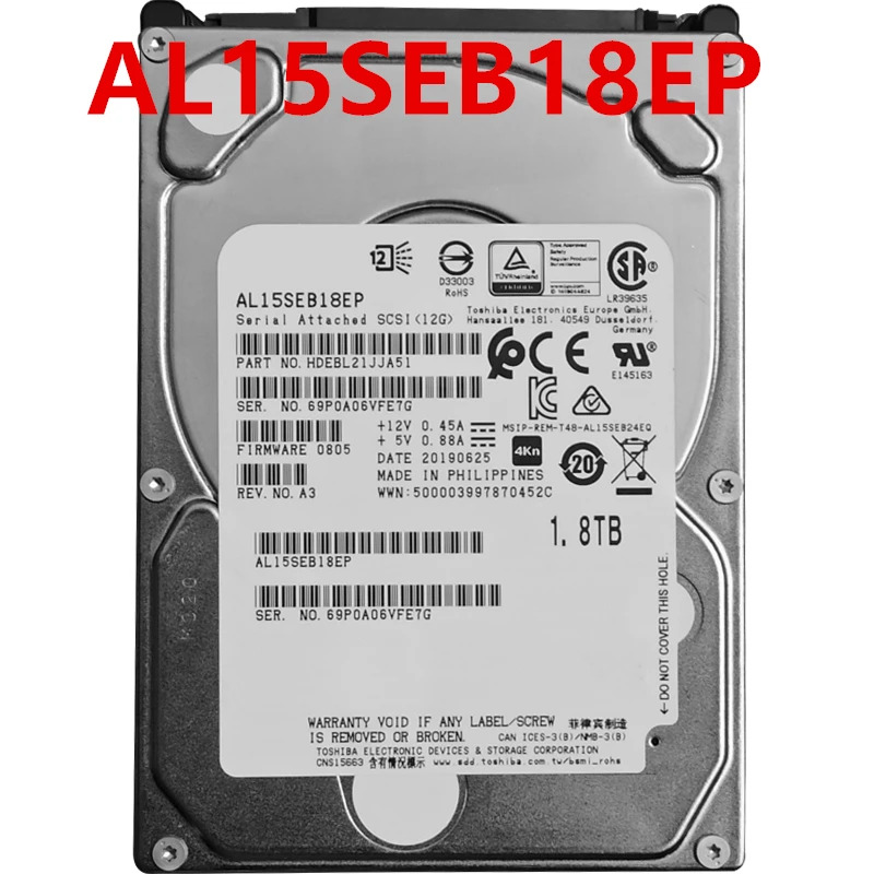 도시바호환 서버내부 HDD AL15SEB18EP 1.8TB 2.5 인치 10000RPM SAS 12 Gb/s 128MB 신