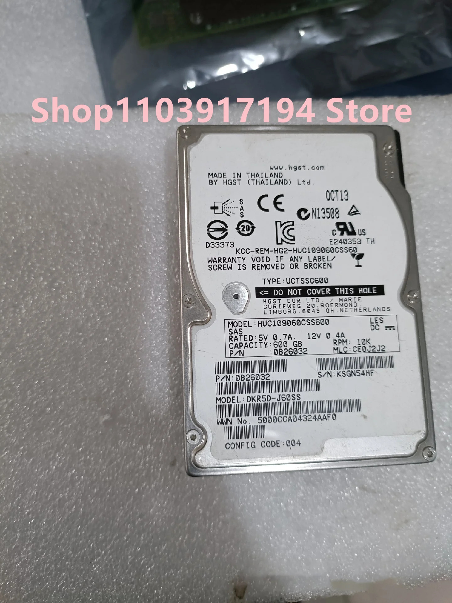 2.5 인치 10K SAS 서버 하드 HGST HUC109060CSS600 600GB