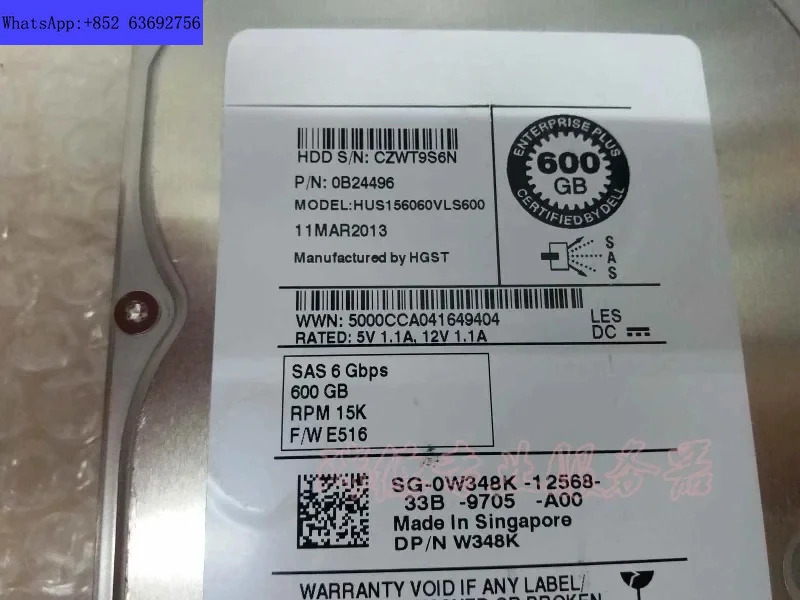 600G 3.5-inch 15K W348K fidelity 0W348K