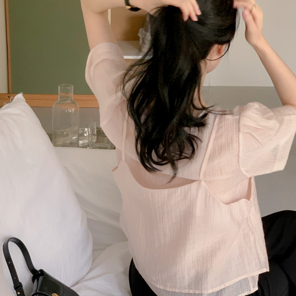 링클 뷔스티에 레이어드 블라우스 bs8373 사진 1