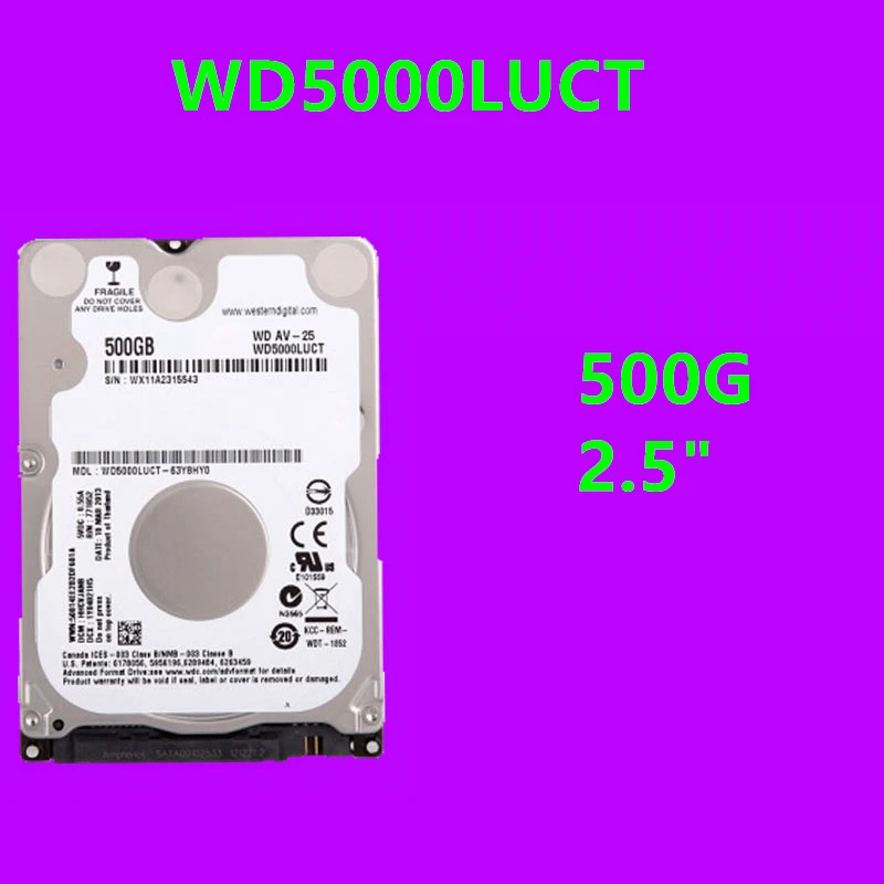 노트북내장 하드 오리지널 HDD WD 500GB 2.5 인치 SATA 6 Gb/s 16MB 5400RPM 7mm WD5000LUCT