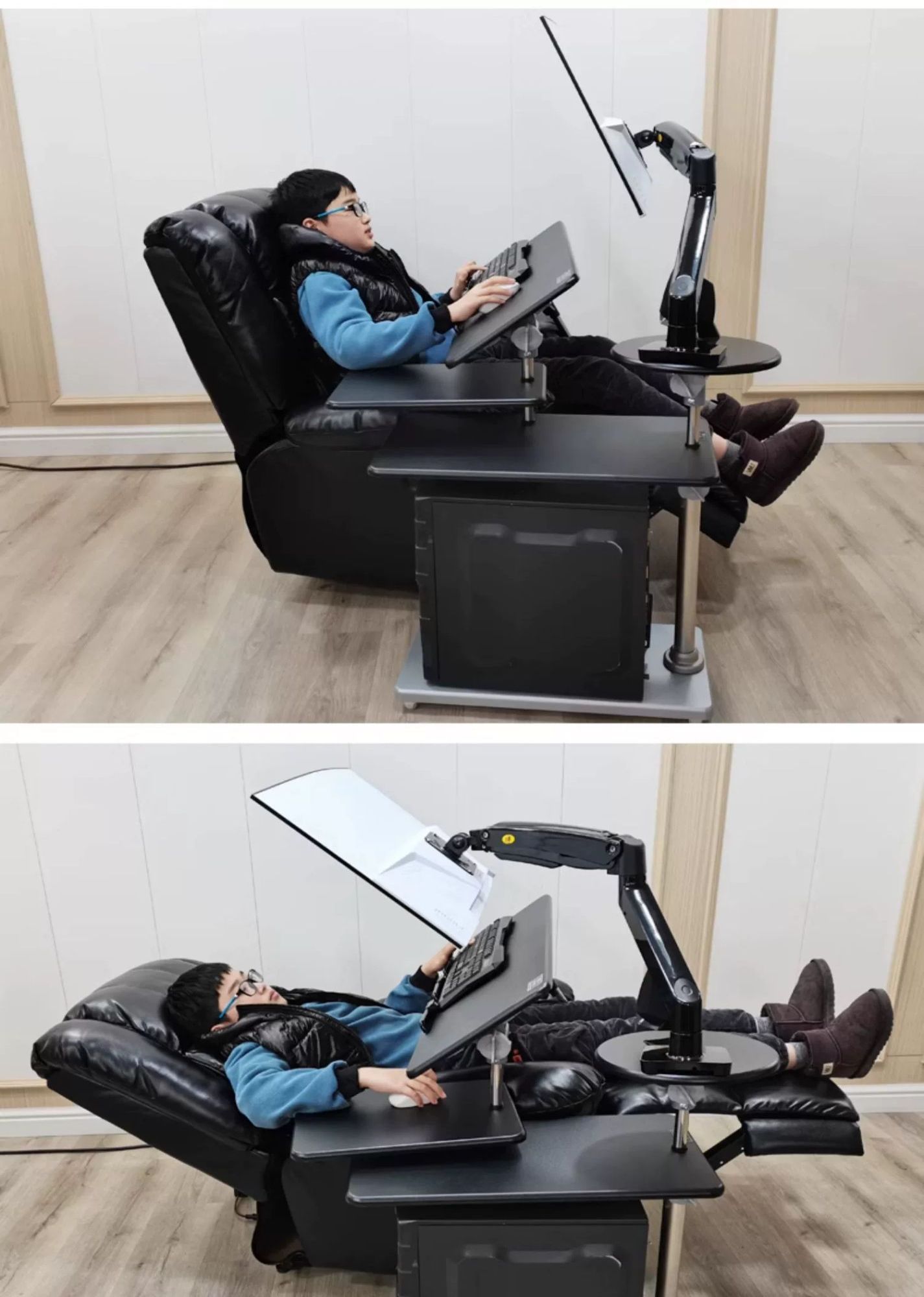 각도조절 게이밍책상 기계식 거실 데스크 높이 컴퓨터책상 리프팅 프레임 노트북 눕는 이미지 6