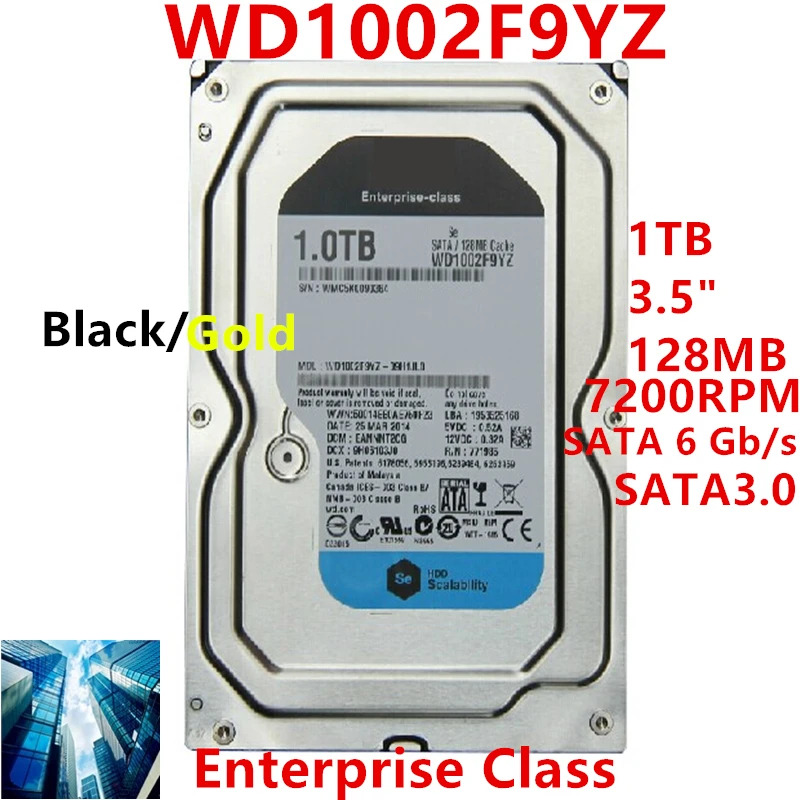 엔터프라이즈 HDD오리지널 HDD WD 블랙/골드 1TB 3.5 인치 SATA 6 Gb/s 7200RPM WD1002F9YZ 신