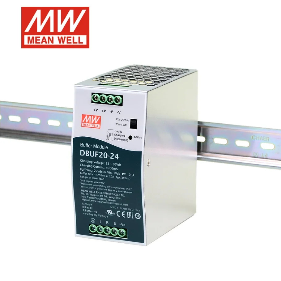 MEAN WELL DBUF20-24 24V/20A DIN 레일 버퍼 모듈 규제 DC 24V 전원공급장치보조 장치 원본