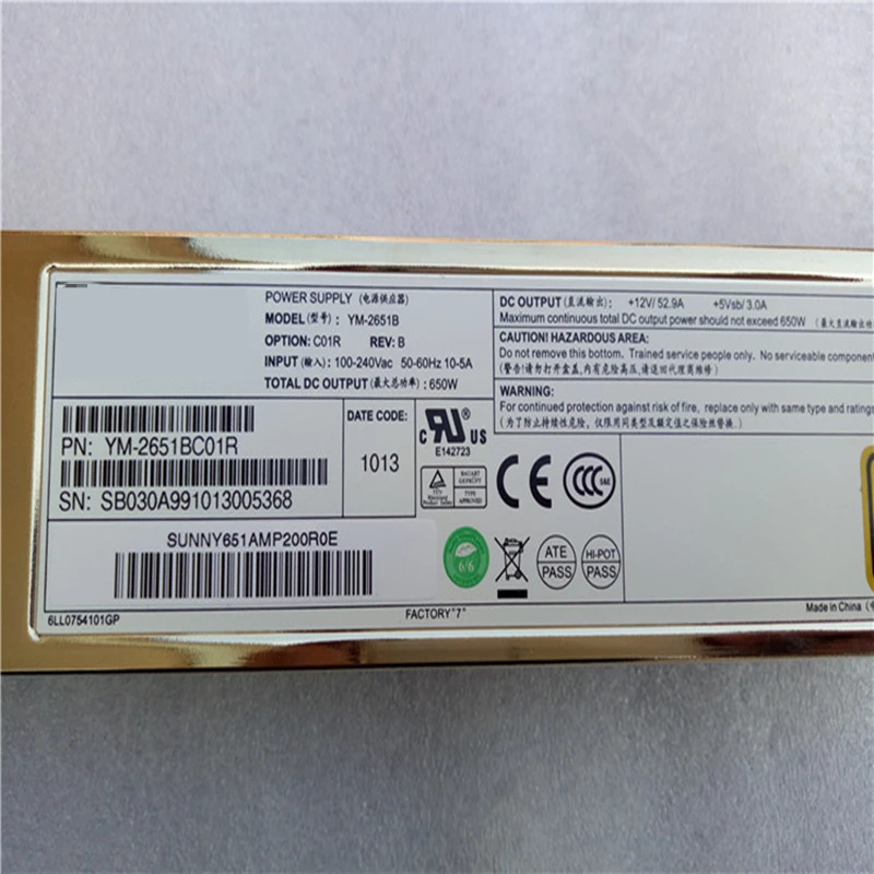 델 파워에지 C1100 C200M1 C210M1 PSU 650W 전원공급장치 YM-2651B 신