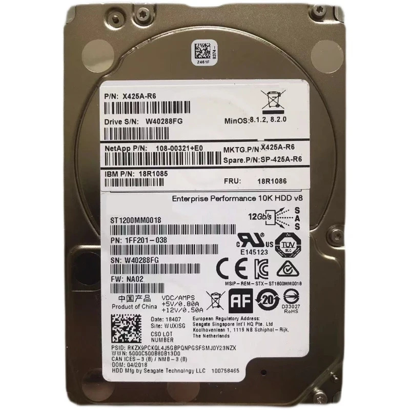 NetApp 서버내부 HDD X425A-R6 SP-X425A-R6 X425A-R5 1.2TB 2.5 인치 SAS 12 Gb/s 128MB 10K 신